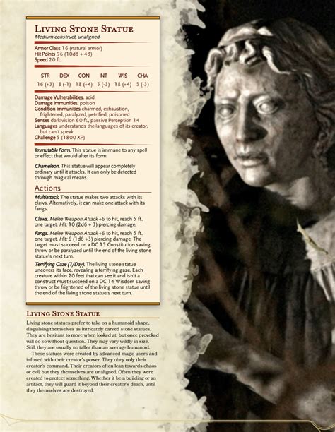 Living Stone Statue Dnd Dragons Dnd Monsters Dungeons And Dragons Homebrew