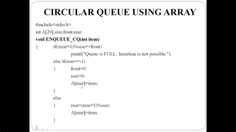 Circular Queue Using Array Program Youtube