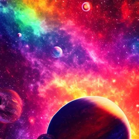 The Lot Of Colourful Planet In The Big Space Cosmic