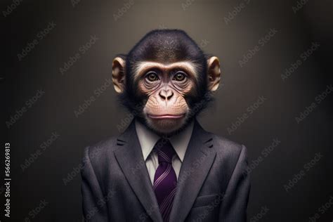 Generative AI of monkey in suit Stock Illustration | Adobe Stock