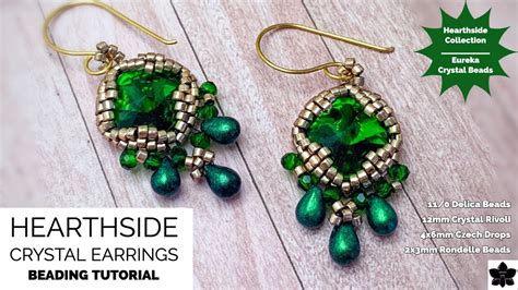 Hearthside Beaded 12mm Crystal Rivoli Earrings Tutorial YouTube