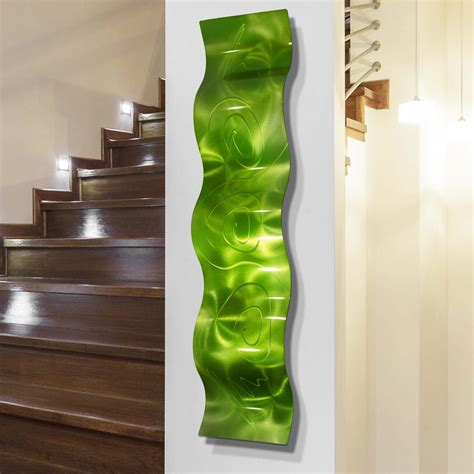 Green Abstract Metal Wall Art, Modern Metal Art, Wall Sculpture, Indoor Art Verde Wave by Jon ...