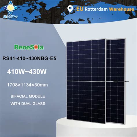 Renesola Rs41 410~430nbg E5 Solar Cell Bifacial Dual Glass Bifacial Mono 410w 415w 420w 425w