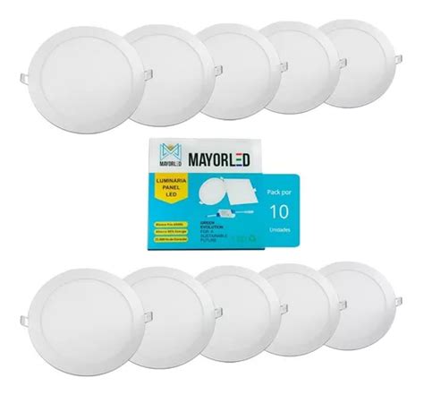 Panel Led Embutir Redondo 18w Luz Fria Spot 220v Pack X10 En Venta En