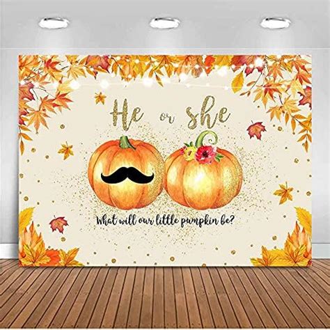 Amazon Mocsicka Pumpkin Gender Reveal Backdrop Fall He Or She