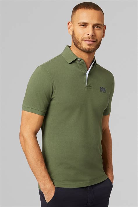 Men S Army Green Cotton Piqué Polo Shirt Boggi Milano