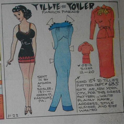 Tillie The Toiler With Uncut Paper Doll From 11 22 1936 Full Size Page