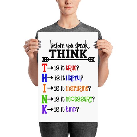 Think Acronym Poster Print Before You Speak Think Is It Etsy Ireland