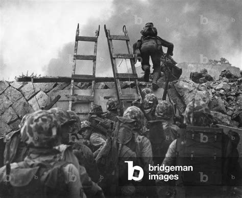 Us Marines Use Scaling Ladders To Storm Ashore At Red Beach In The