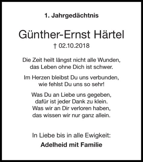 Traueranzeigen von Günther Ernst Härtel Aachen gedenkt