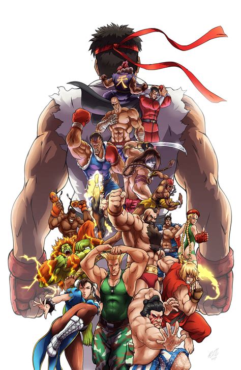 Street Fighter II characters including the additions from Super Street Fighter.