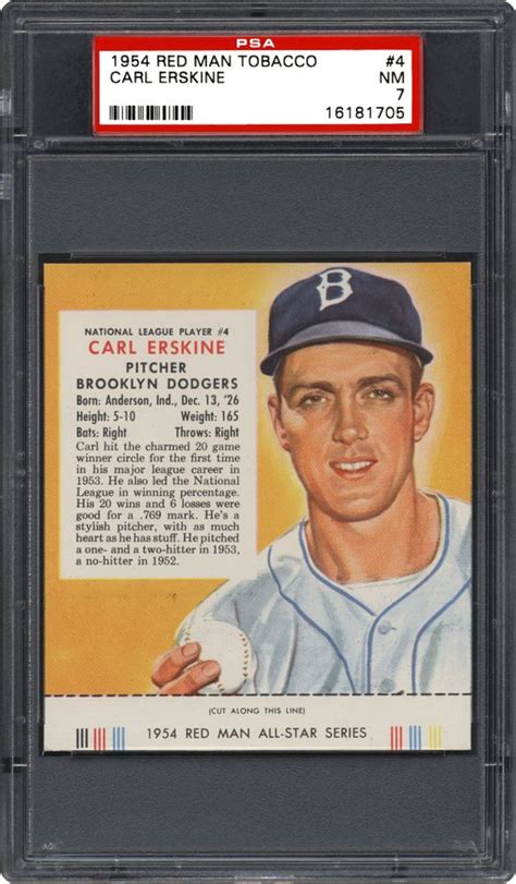 Auction Prices Realized Baseball Cards 1954 Red Man Tobacco Carl Erskine