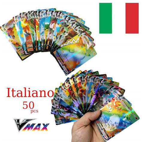 50 100 Pcs Italian Pokemon Cards Box V VStar VMAX GX Flash Card Pikachu