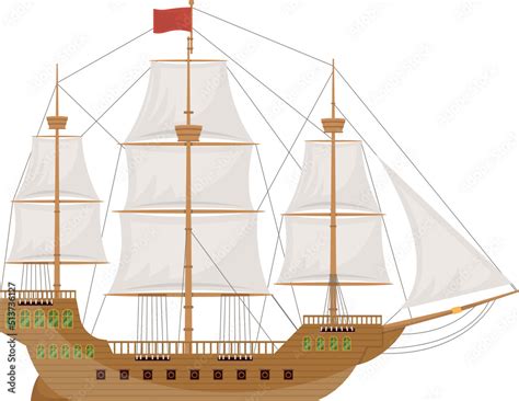 Wooden vintage ship clipart design illustration Stock Vector | Adobe Stock