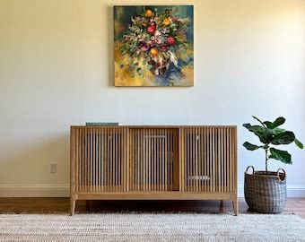 The Crosby Solid Wood Mid Century Modern Record Storage Console Etsy