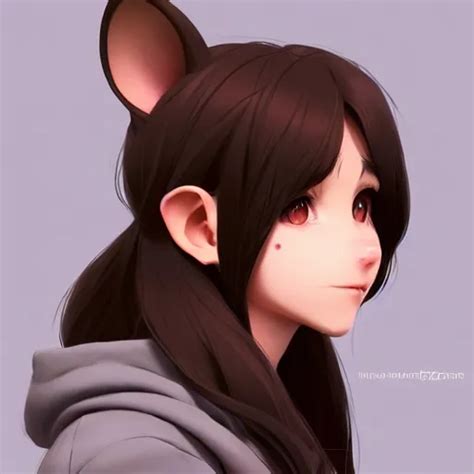 KREA Character Design Portrait Of An Anthropomorphic Furry Rat Girl