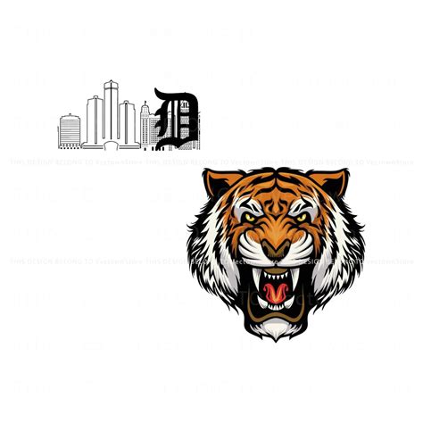 Retro Detroit Tigers Logo Skyline SVG