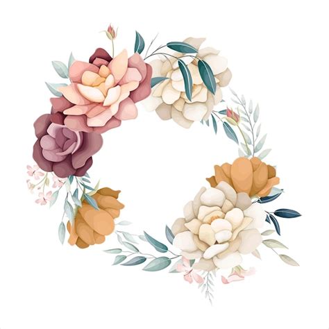 Conjunto de arranjos florais flor e folhas ilustração floral para