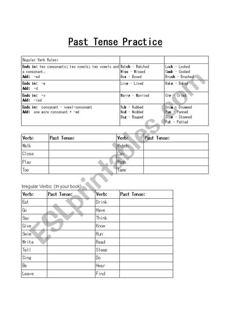 Past Tense Practice Esl Worksheet By Bawenger