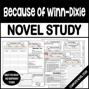 Because Of Winn Dixie By Kate Dicamillo Novel Study Complete Tpt