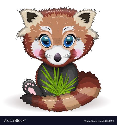 Red panda cute character with beautiful eyes Vector Image