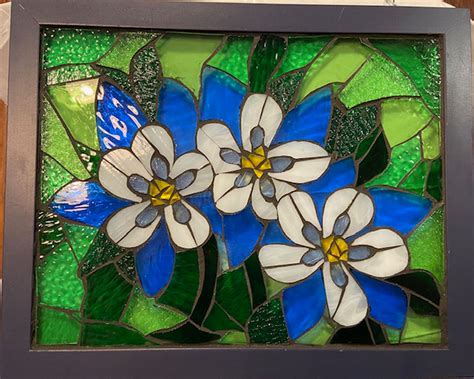 Stained Glass Mosaic Columbines Window Suncatcher Etsy