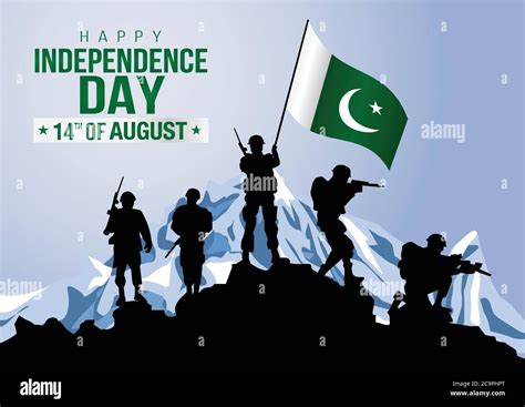 Happy Independence Day Pakistan Vector Illustration Of Indian Army