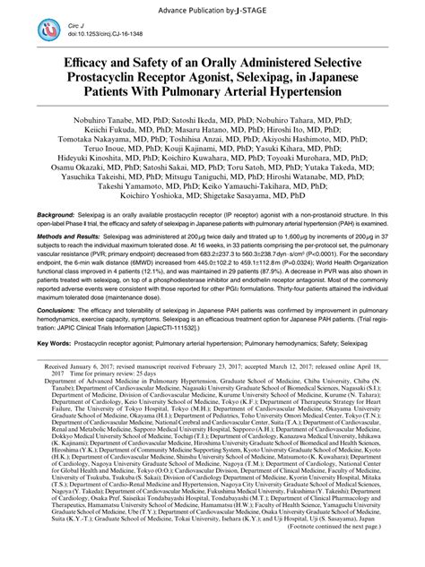 (PDF) Efficacy and Safety of an Orally Administered Selective Prostacyclin Receptor Agonist ...