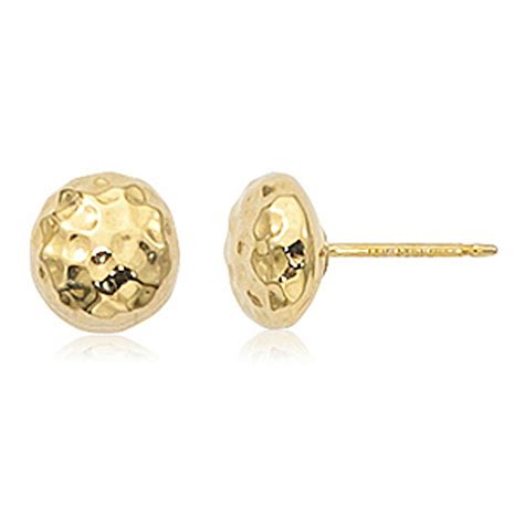 14k Yellow Gold Hammered Button Earrings 8mm Cc 21 262 Joy Jewelers