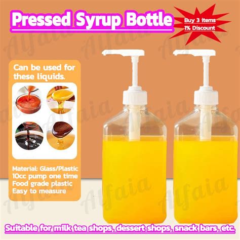 Alfaia Pressed Syrup Bottle Plastic Glass Syrup Container With Pump