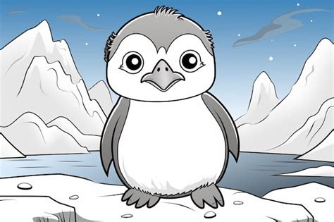 Premium AI Image | baby penguin coloring book page for kids