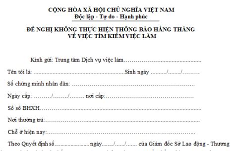 Mẫu đề nghị không thực hiện thông báo về việc tìm kiếm việc làm hằng