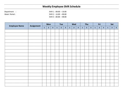 Free Printable Employee Work Schedules | Weekly Employee Shift - Free ...