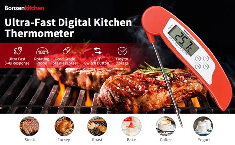 Bonsenkitchen Meat Thermometer Ultra Fast Instant Read Digital Cooking