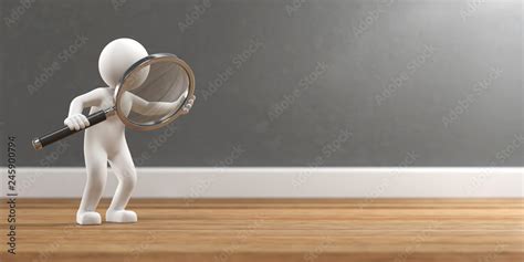 3d Illustration Weißes Männchen Mit Lupe Suche Ilustración De Stock