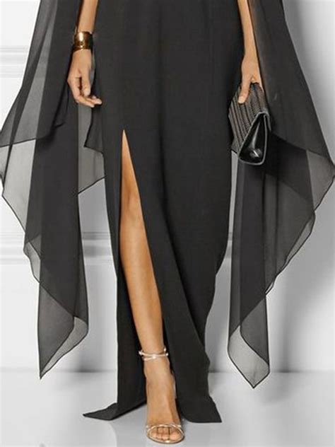 Regular Fit Solid Elegant Maxi Dress | stylewe