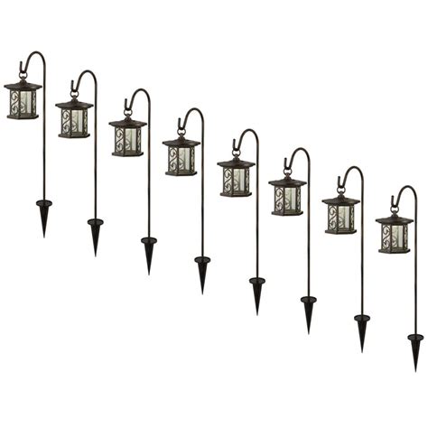 Deck Impressions Solar Bronze Integrated Led Shepherds Hook Landscape Path Light 8 Pack