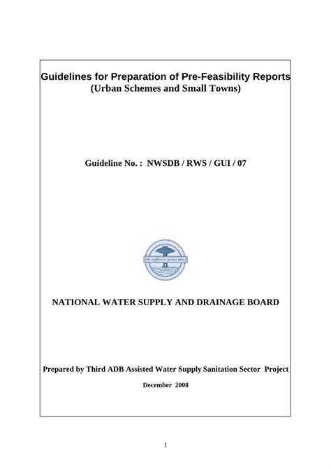 PDF Guidelines For Preparation Of Pre Feasibility Guidelines For