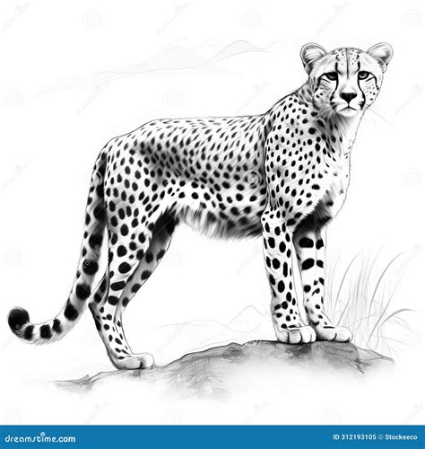 Minimalistic Whimsical Clipart Drawings Of Cheetah Stock Illustration