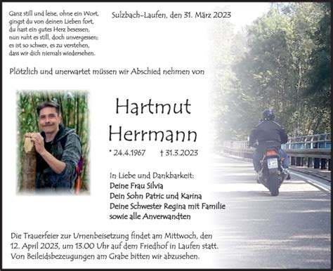 Traueranzeigen von Hartmut Herrmann Südwest Presse Trauer