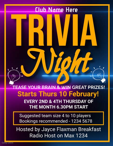 Trivia Night Flyers Template Postermywall