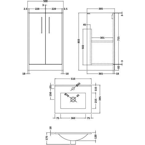 Hudson Reed Juno Floor Standing Door Vanity Unit With Basin Mm