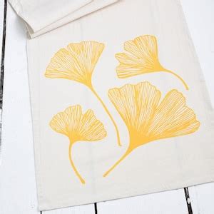 Ginkgo Leaf Tea Towel Organic Cotton Ginkgo Biloba Screen Printed