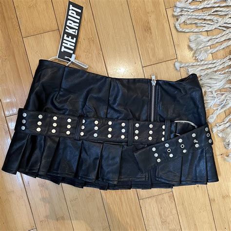 Kript Black Belial Skirt Cutest Mini Leather Depop