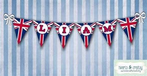 British Flag Happy Birthday or Name Banner - UK Union Jack- FILE to PRINT diy by Hearts ...