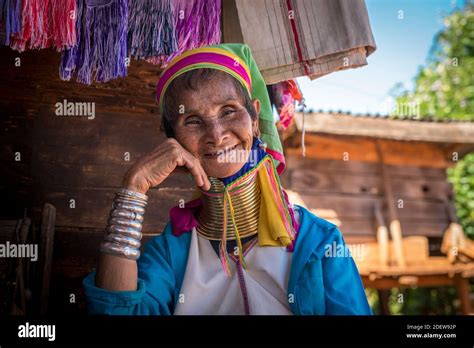 Senior Burmese Woman From Kayan Tribe AKA Padaung Long Neck Smiling