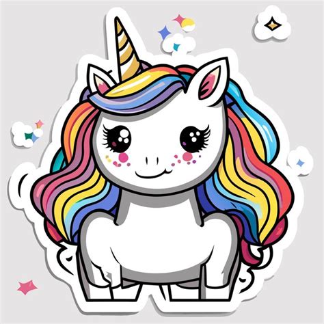 Premium Vector Magic Cute Unicorn Hand Drawn Cartoon Sticker Icon