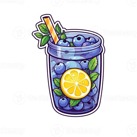 Blueberry Lavender Lemonade Sticker Cool Colors Kawaii Clip Art