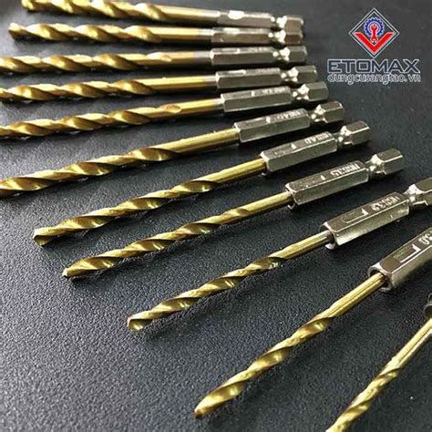 Bộ 13 mũi khoan HSS phủ titanium trục lục giác Dụng cụ sáng tạo ETOMAX