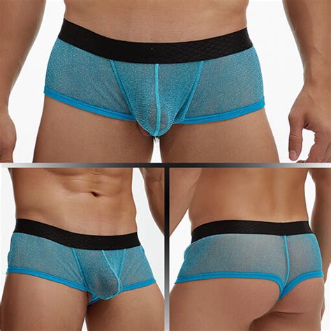 Sexy Mens Briefs Mesh See Through Pouch Boxer Bikini Underwear Soft Breathable EBay